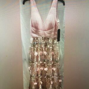 Elegant Pink and Gold Floral Dress